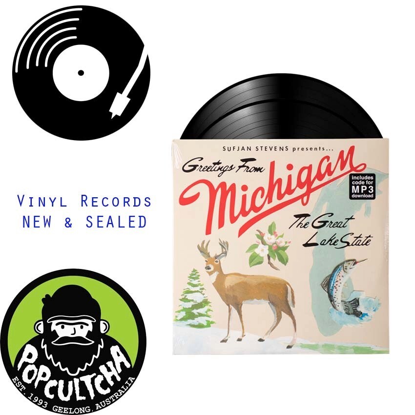 米2LP Sufjan Stevens Greetings From Michigan The Great Lake State AKR007 Asthmatic Kitty Reco /00660 Sufjan Stevens 2 LP Greetings from Michigan the Great Lake