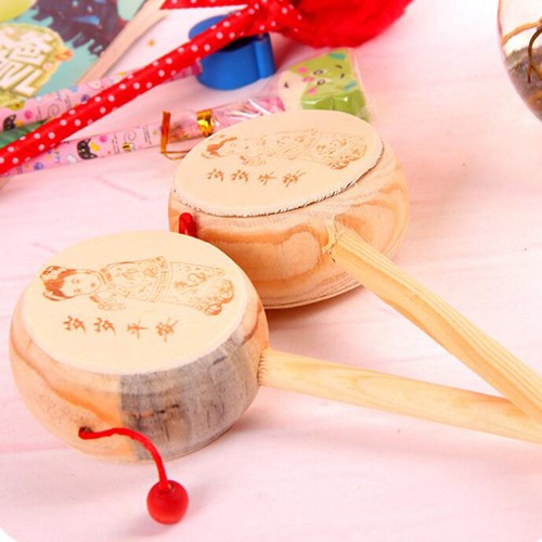 Baby Shaking Rattle Kids Wooden Hand Drum Shaking Rattle Party Toy Children Gift