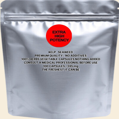 KELP SEAWEED Absolutely No Additives 100% Pure Iodine 100 Vegetarian Capsules