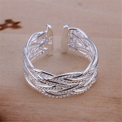 925 Silver Fashion Wedding Party lady Cute women Rings Jewelry mesh pretty nice
