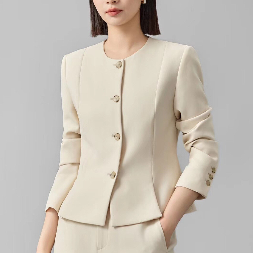 Womens Office Business Acetic Acid Suit Jacket Women Crew