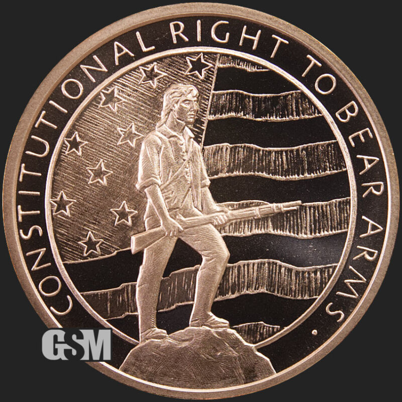 2nd Amendment "RIGHT TO BEAR ARMS"  1 oz. Copper Round coin  GSM 