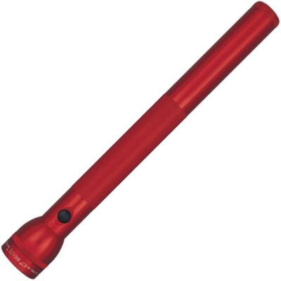 Mag-Lite Flashlight 5D Red Aluminum Resists Water/Impact 17'' Length Made In USA