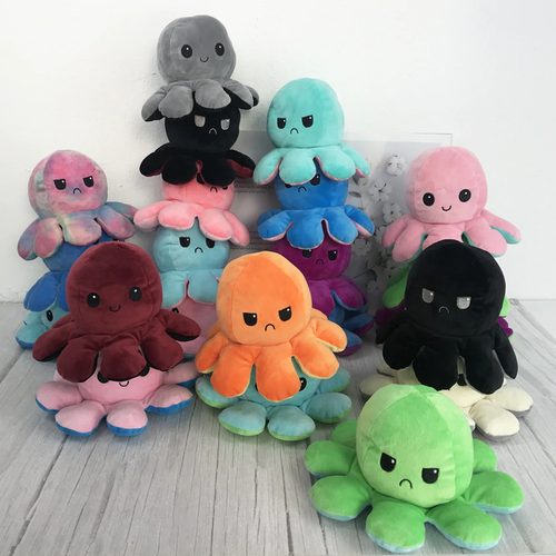 Octopus Doll Doppelseitiger Flip Octopus Plüschtier Puppenpuppe Marine Life Soft