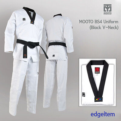 MOOTO BS4 Uniform with Black V-Neck Tae Kwon Do TKD Taekwondo WTF Dobok