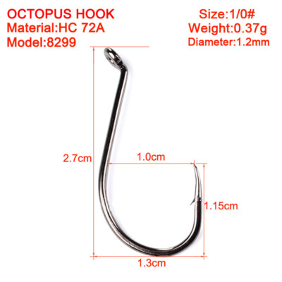 100pcs Bait Holder Hook Fishing Hooks Alloy Barbed Octopus Fishhook 1/0#-8/0#