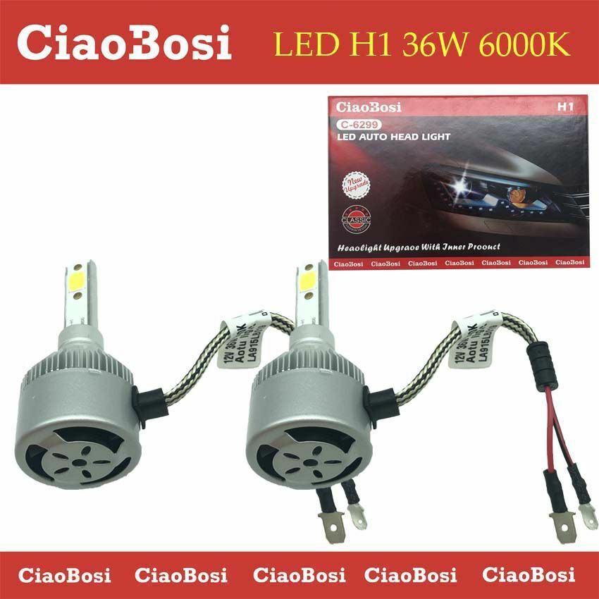 Coppia Lampadine Luci Auto Moto Cob C6 H1 Led 36w 6000k C-6299 Linq