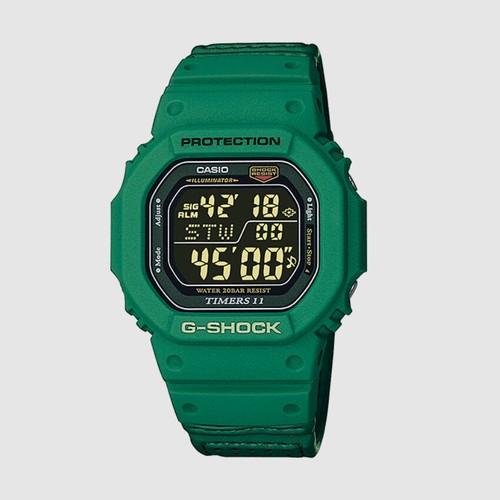 Pre-owned Casio G-shock Black Dial Unisex Watch Dw-56rtb-3 Green Resin Digital