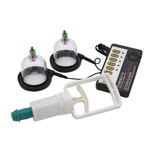 Shock Pulse E-Stim Nipple Stimulation Breast Cup Suction Pump Enlarger BDSM