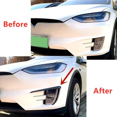 For Tesla Model X 2015-2020 Glossy Black Front Fog Light Eyebrow Trims Cover 2X