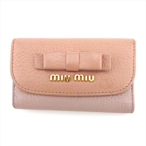miu miu key case ribbon pink leather Authentic USED D2505 | eBay