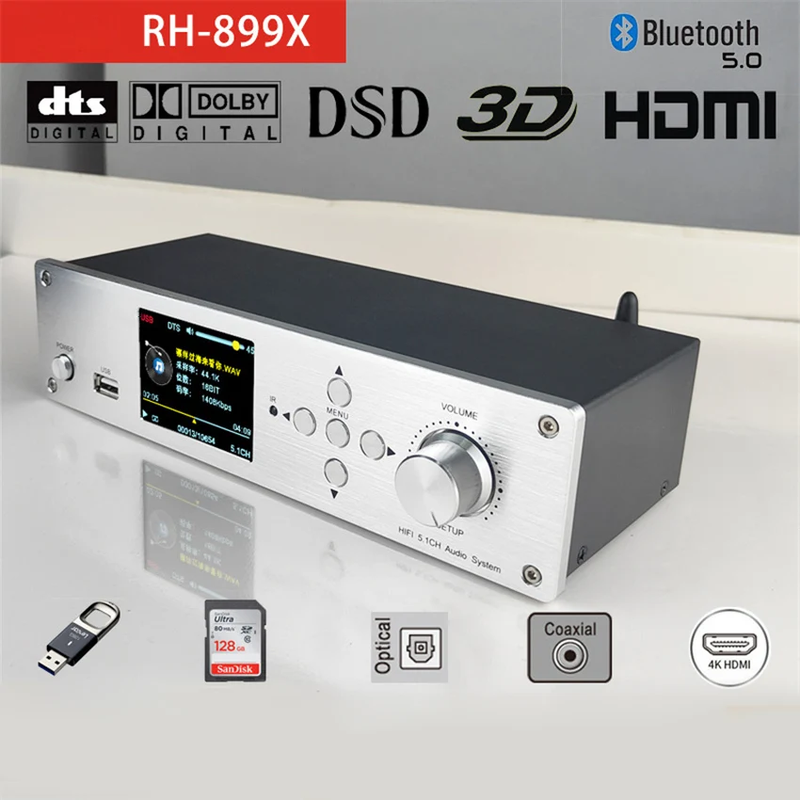 RH-899X SD Card Lossless Decoding Player HDMI Fiber Coaxial 5.1 Channel DTS Dolb