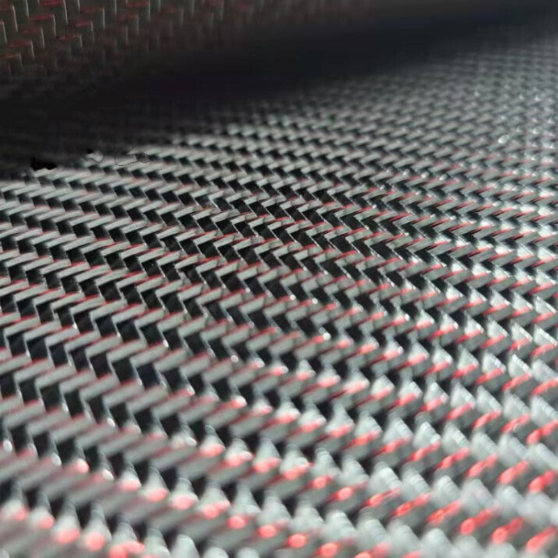 Metallic Carbon fiber & Red&Silver reflection mixed fabric Twill cloth 50*100cm