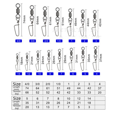 100pcs Fishing Ball Bearing Rolling Swivel Coastlock Snap Decoy Connector Clips.
