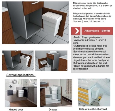 One 10 L Universal Replacement Waste Bin with Automatic Lid Closing RH32151030