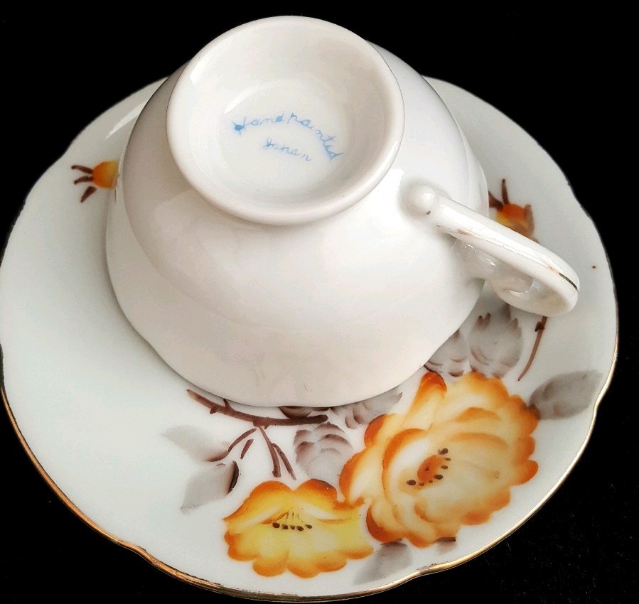 Vintage Hand-painted Demitasse Tea Cup & Saucer Fine China Japan