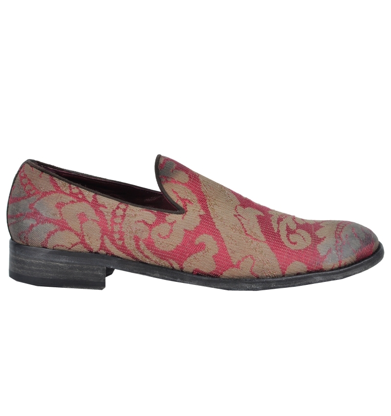 

DOLCE - GABBANA RUNWAY Шелковые тапочки Baroque Red Gold Chaussures Or 03022, Красный