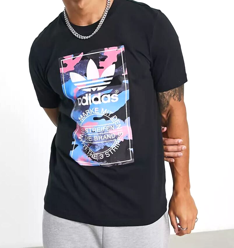 NEW MENS ADIDAS ORIGINALS CAMO BOX TREFOIL TEE SHIRT ~SIZE