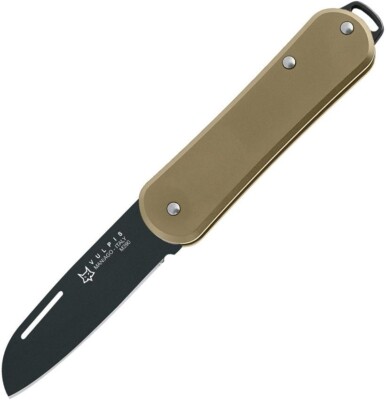 Fox Vulpis Folding Knife 1.75'' Black Coated Bohler M390 Steel Blade Brass Handle