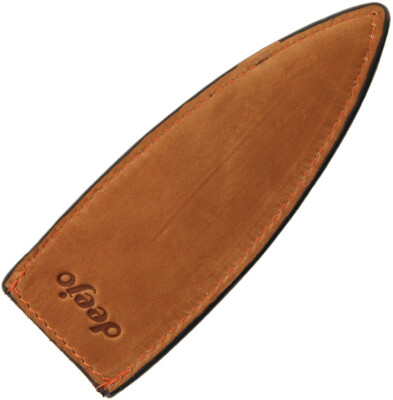 Deejo 27g Knife Orange Stitching Brown Natural Leather Sheath 501