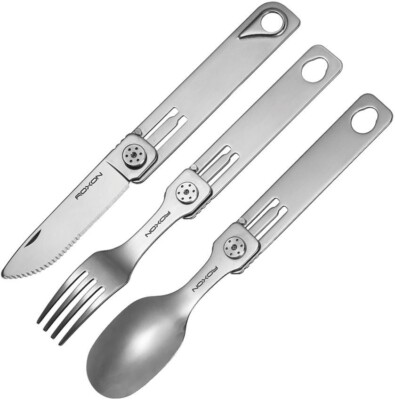 Roxon Camping Cutlery Fork Spoon Knife Magnetic and Folding Stainless Steel