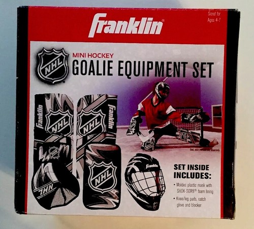 New Franklin Sports NHL Mini Hockey Goalie Equipment Set Catch Glove,knee pad