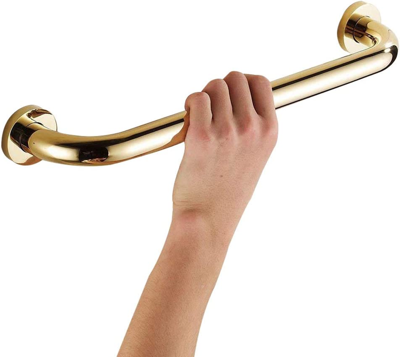 Leyden Shower Grab Bar, Brass Bathroom Gold Hand Grip,Toilet Handrail 12 Inch Ho