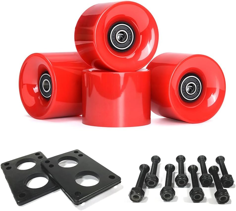 70Mm Longboard Wheels 80A Contains ABEC-9 Bearings and Spacers,Skateboard Riser