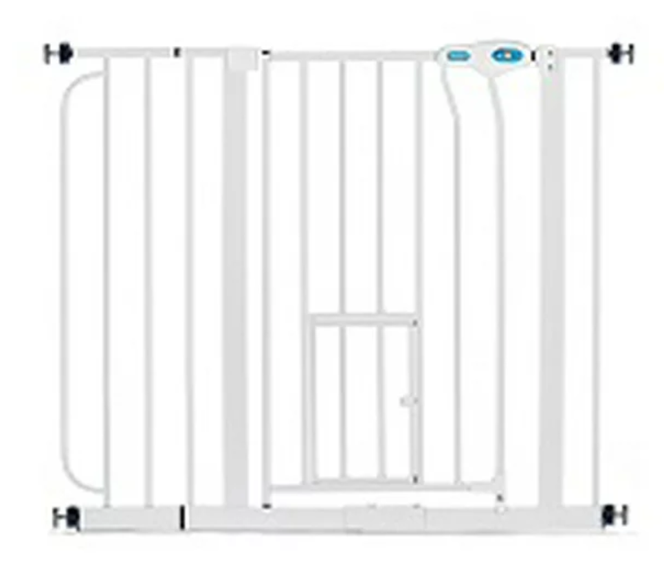 Baby Gate With Pet Door Dog Cat Child Safety Extra Wide Walk Thru Fence Guard