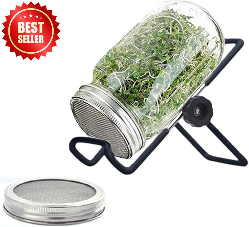 4 Pack Stainless Steel Sprouting Jar Lid Stand Wide Mouth Mason Jar US