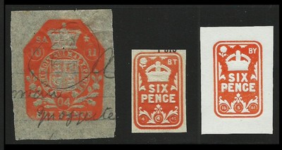 Great Britain Embossed Cut Square 6 Pence  REVERSE OFFSET x3 #FZ1035