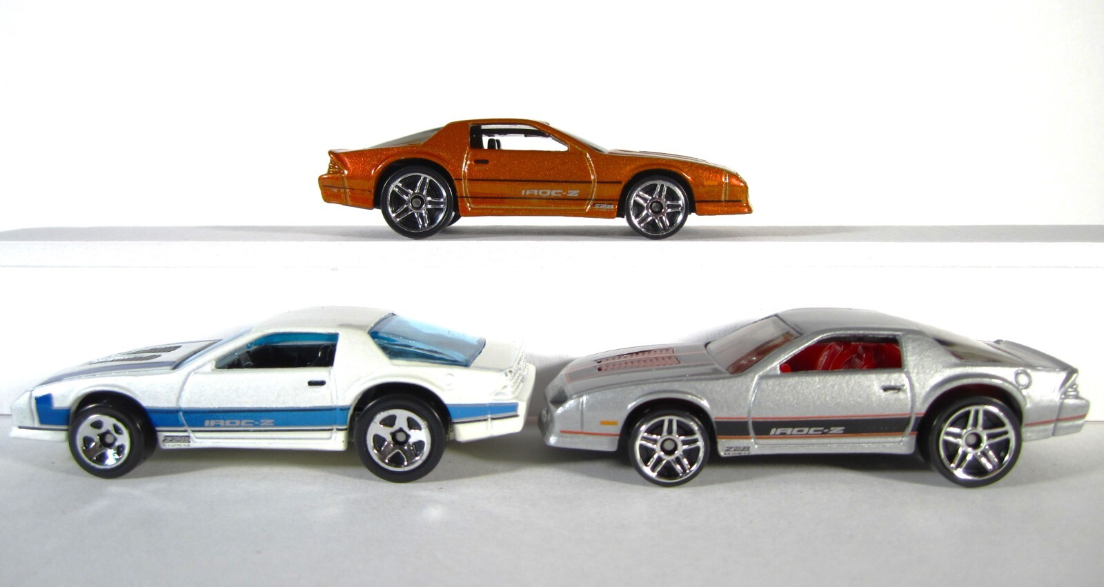 Hot Wheels '85 Camaro IROC-Z Loose Orange, White, Silver Lot of 3