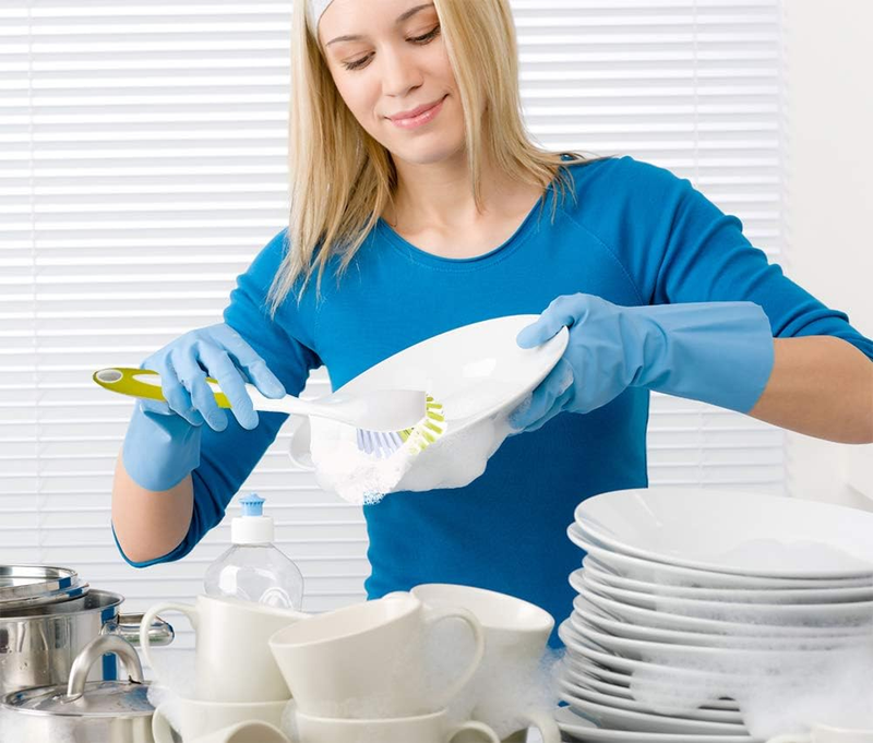 Scrub Brush for Dish Kitchen Sink Pot Pan with Stiff Bristles, Yellow-Green 3pcs
