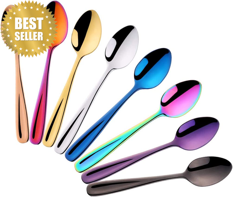 Teaspoons Set of 8, Coffee Spoons/Dessert Spoons, 5.5Inch/14Cm (Coloured)