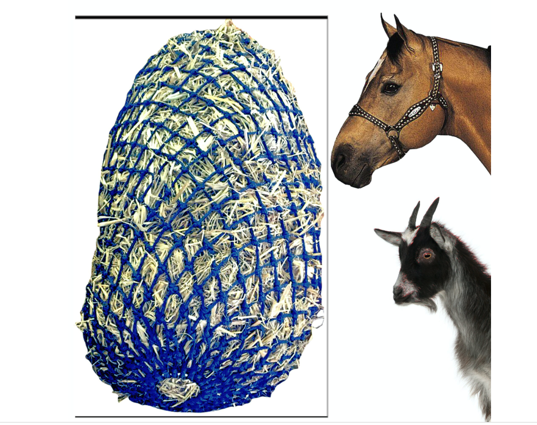 Majestic Ally 1.25”x1.25” Holes Slow Feed 40”Sturdy Hay Net with Bottom Ring.