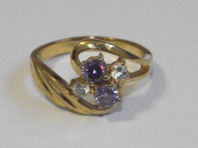 18K tge gold electroplate purple clear round CZ cubic zirconia