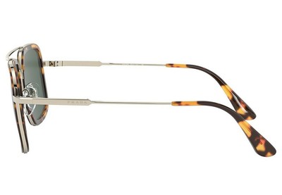 Pre-owned Prada Pr 67zs Gunmetal/dark Brown (5av-01t) Sunglasses In Yellow