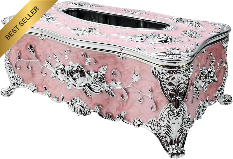 Luxury Tissue Box Cover, Rectangular Brushed Metal Finish Tissue Box Holder with