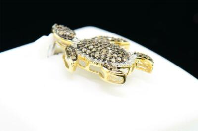 Pre-owned Gnd Atlanta Ladies 10k Yellow Gold Brown Diamond Pendant Animal Turtle Tortoise Charm .38 Ct In White