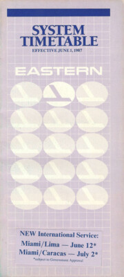 Eastern Airlines system timetable 6/1/87 [308EA] Buy 4+ save 25%