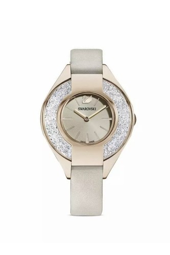 Swarovski ホワイトレザー アナログ時計 Passage Chrono ウォッチ, スイス製, レザーストラップ, ピンク