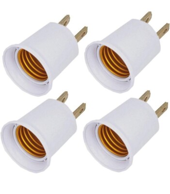 4PACK E26/e27 Socket Adapter Converts Outlet to Lamp Socket, 660 Watt, 125 Volt