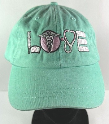 Piper Lou Cap / ''LOVE'' - Nurses Utensils  / Women's / Teal / Adjustable / Comy
