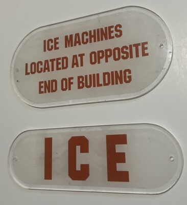 Disneyland Hotel Parks White Clear Ice Machine Signs Used Prop Paradise Pier #3
