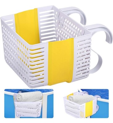 ICNESS Poolside Storage Basket,Above Ground Pool Storage Basket,Pool Storage Bin