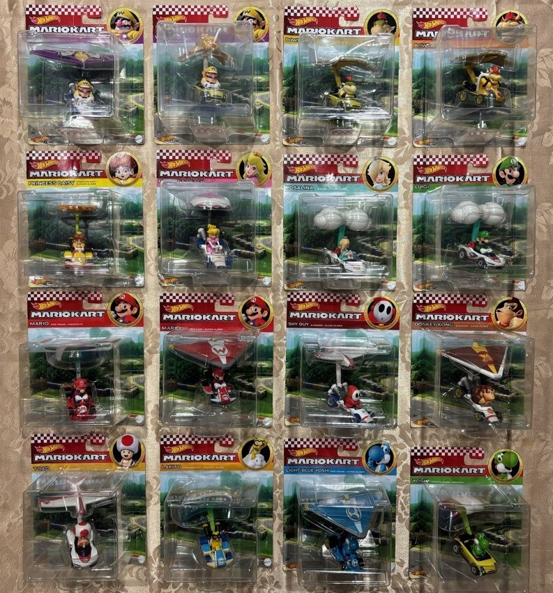 Set of 16 Hot Wheels Mario Kart Gliders No duplicates | eBay