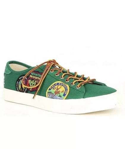 Polo Ralph Lauren NELSON LOGO-PATCH TWILL SNEAKERS GREEN 14