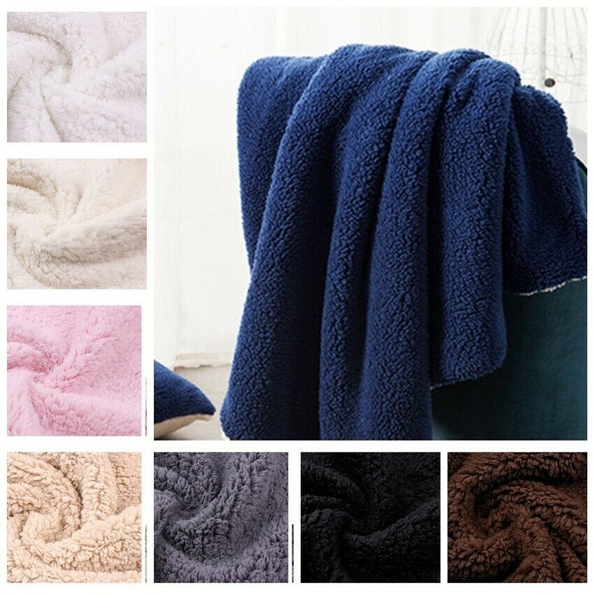 1M Polyester Sherpa Berber Fleece Fabric Faux Fur Lining Cloth Solid Soft Warm