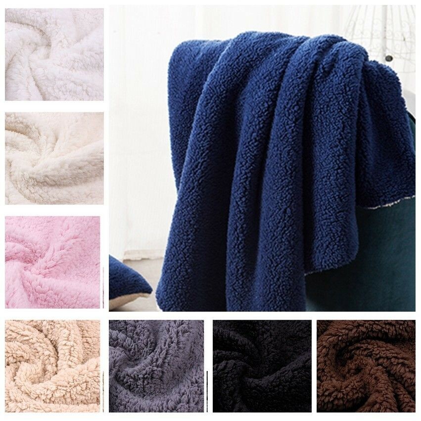 1M Polyester Sherpa Berber Fleece Stoff Kunstfell Futter Tuch Uni Weich Winter