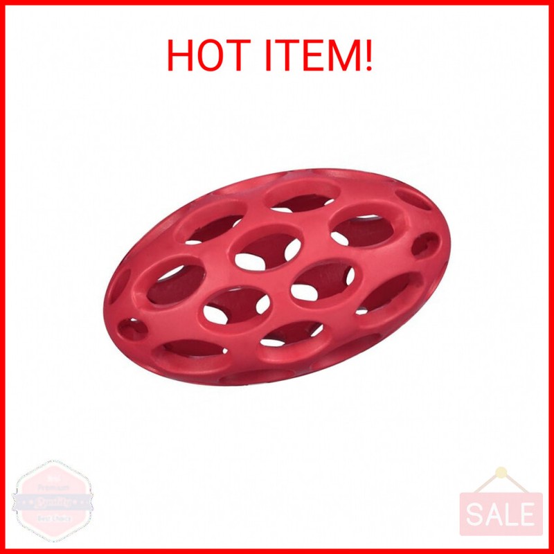 JW Pet Hol-ee Football Dog Toy Puzzle Ball, Natural Rubber, 